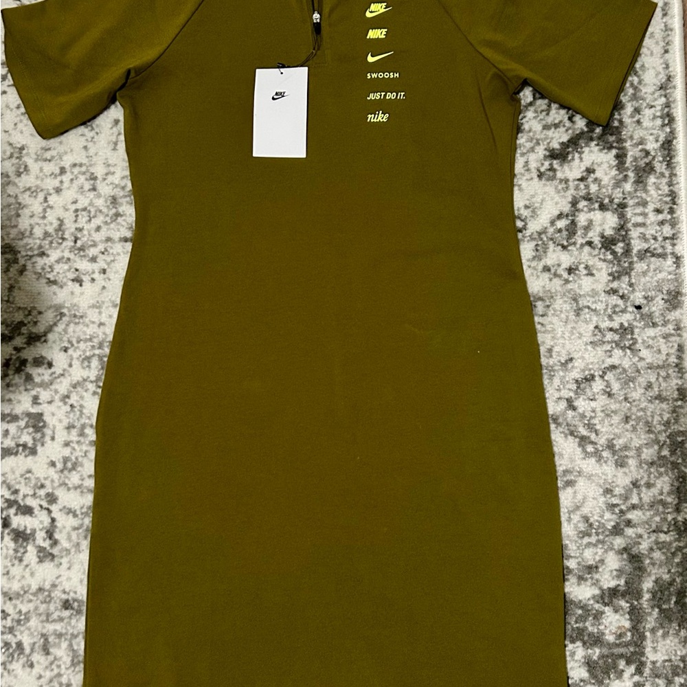 Nike Womens Sportswear Swoosh Dress Olive Flak/Volt-Size M - Picture 8 of 8